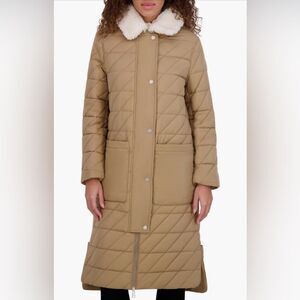 Andrew Marc Maxine Faux Shearling Collar Quilted Coat Midi Insulated M NWT